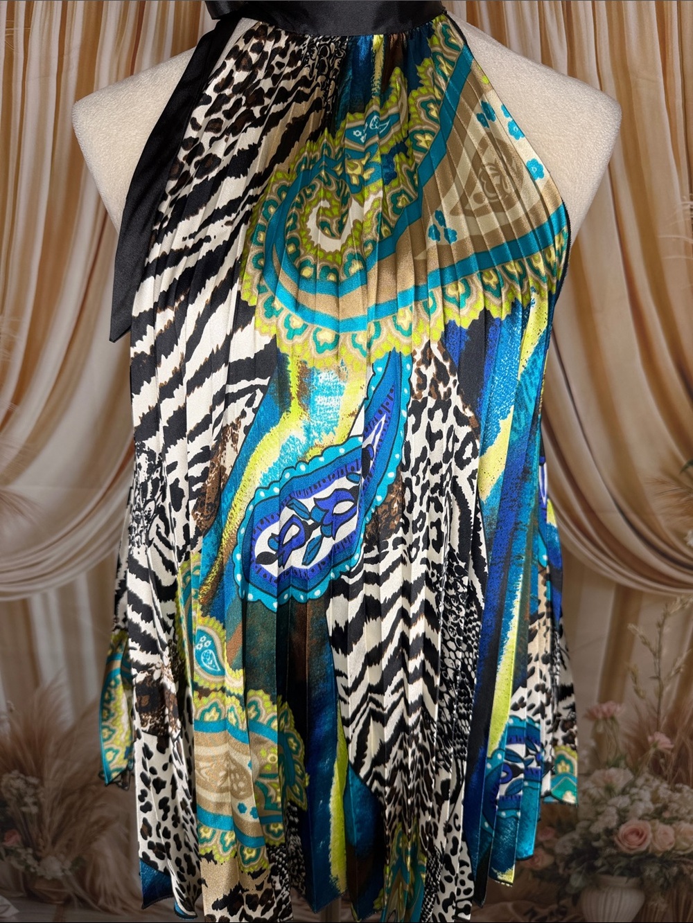 Dots Multicolor Halter Blouse in Black, White, Blue, Teal, Gold